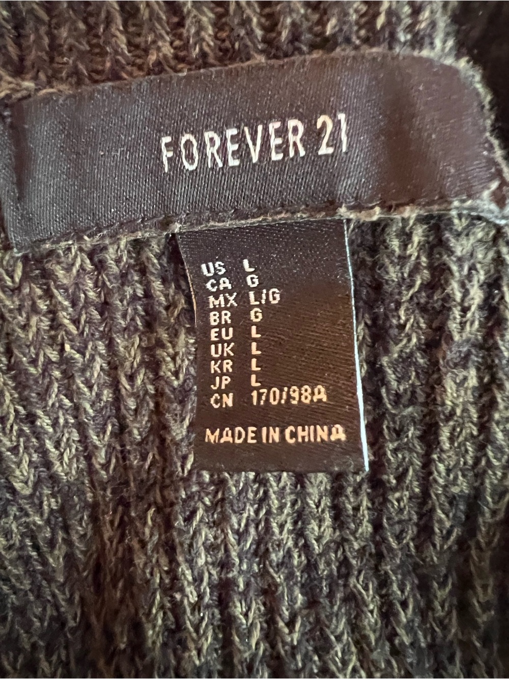 Forever 21 Chocolate Brown Knitted Sweater Cropped Tank Top Size Large - Picture 3 of 3